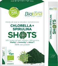 Chlorella + Spirulina raw shots bio 20 x 2,2g SÓ POR ENCOMENDA