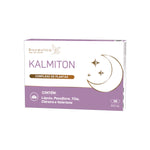 Suplemento alimentar Kalmiton Bioceutica cuja fórmula contém lúpulo, erva-cidreira e passiflora apoiam em caso de nervosismo, contribuem para o relaxamento e facilitam o sono.