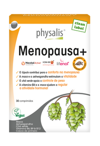 Physalis Menopausa+ foi especialmente concebido para assegurar uma transição tranquila. A vitamina B6 está envolvida na regulação da atividade hormonal. A vitamina B12 e o ácido fólico apoiam a normal função psicológica e contribuem para a redução da fadiga e do cansaço.