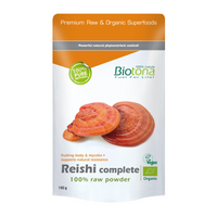 Biotona Bio Reishi complete Raw é um pó 100% natural e biológico de reishi natural, um cogumelo de chapéu liso brilhante. Este cogumelo comestível tem sido usado há milênios nos países asiáticos devido às suas propriedades protetoras contra os fatores externos e estimulantes da resistência. 