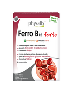 Suplemento alimentar Physalis Ferro B12 forte é um complexo completo de ferro e vitaminas B ativas. O ferro e a vitamina B12 apoiam a formação de hemoglobina e de glóbulos vermelhos. O ácido fólico intervém na formação do sangue. O ferro, as vitaminas B6 e B12 ajudam a combater a fadiga. O cobre facilita o transporte do ferro no nosso organismo.