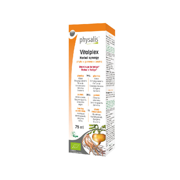 Physalis Vitalplex contém *maca, ginseng, chá verde, gengibre, guaraná e groselha que contribuem para a vitalidade, fornecem energia e reduzem a fadiga. 