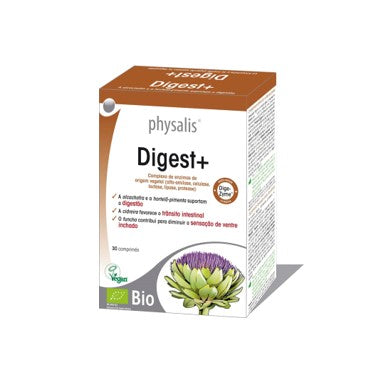 Physalis Digest+ bio é um complexo de extractos vegetais de elevada qualidade, entre eles a alcachofra e a hortelã-pimenta que favorecem a digestão e contribuem para aliviar a sensação de enfartamento após a refeição. 