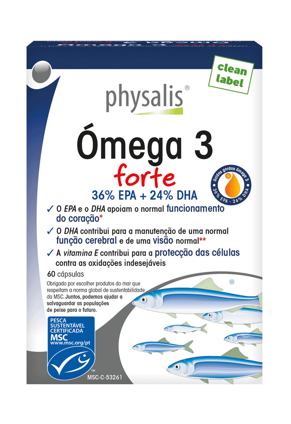 O óleo de peixe Physalis contém ácidos gordos polinsaturados ómega-3 EPA (36%) e DHA (24%) na razão natural de EPA/DHA de 1,5. A nossa alimentação fornece proporcionalmente quantidades superiores de ómega 6 e pouco ómega 3, motivo pelo qual é aconselhável tomar suplementos ricos em EPA e DHA.